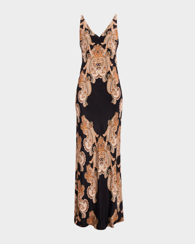 Donelle Silk V-Neck Maxi Dres